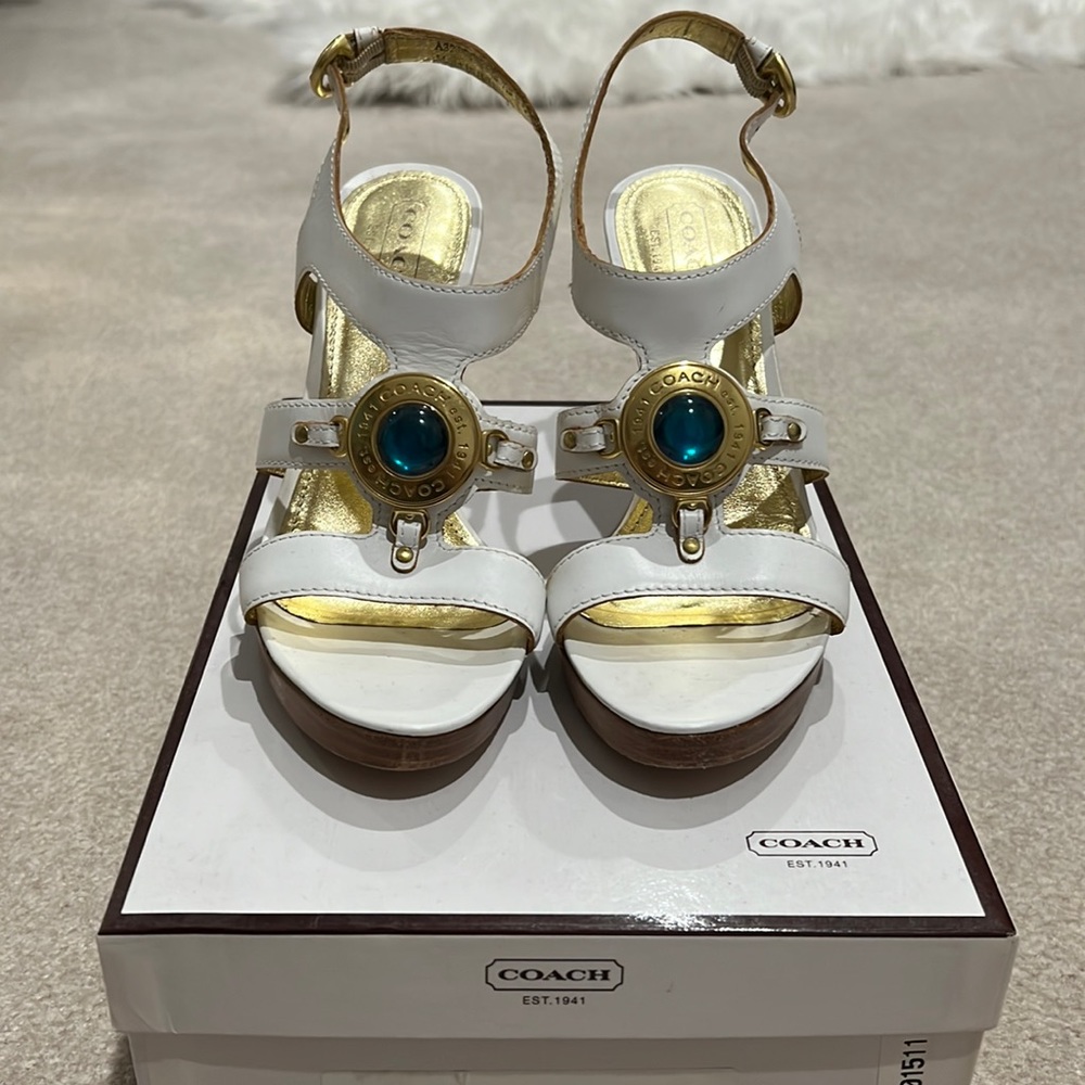Coach Lanelle Baby Calf White Heels white 7.5